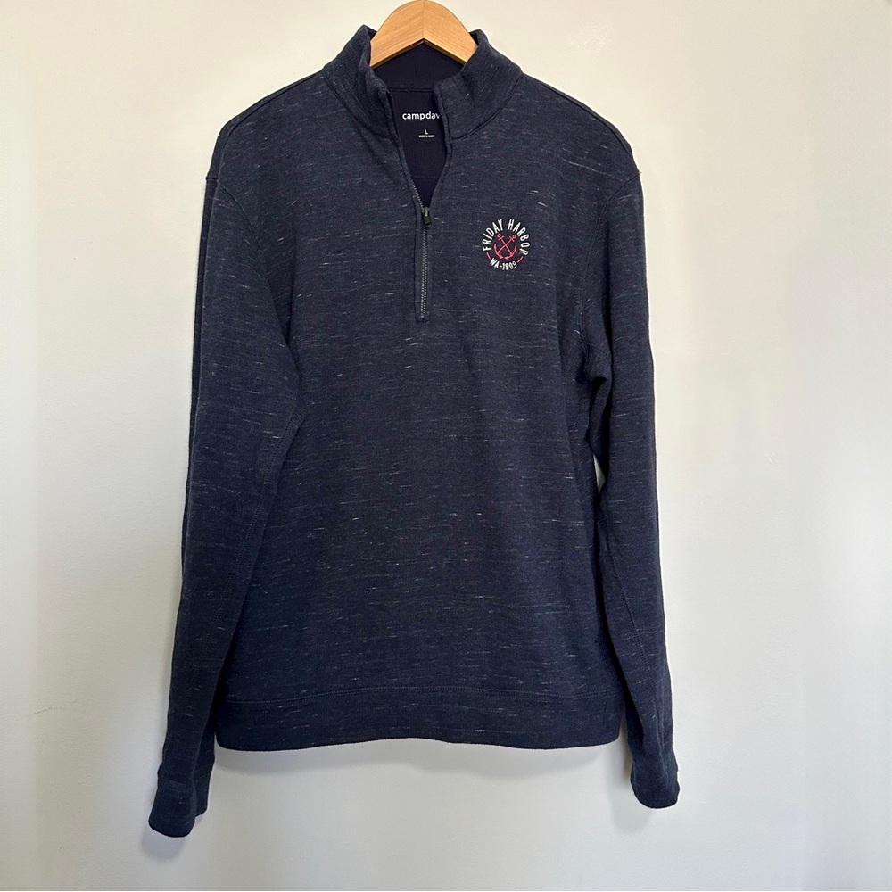Camp David Friday Harbor Washington 1/4 Zip Pullover Sweater Men's Size Large